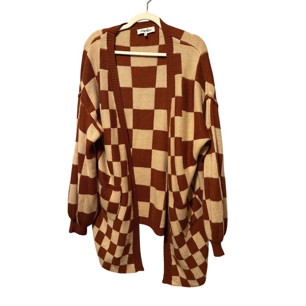 Haptics by Holly Harper Large Sweater Checkerboard Bishop Emo Cozy Casual